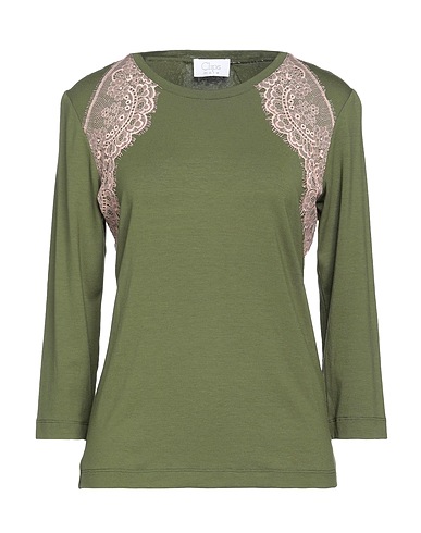 CLIPS MORE T-shirt Military green 96% Viscose, 4% Elastane, Polyamide