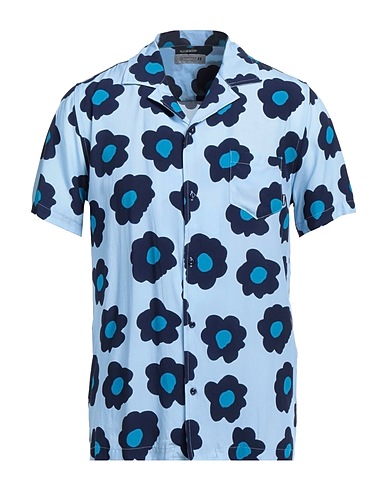 DANIELE ALESSANDRINI HOMME Patterned shirt Sky blue 100% Viscose