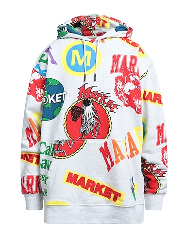 MARKET Hooded track jacket  Light grey 100% Cotton