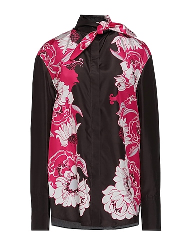 VALENTINO GARAVANI Floral shirts & blouses Dark brown 100% Silk