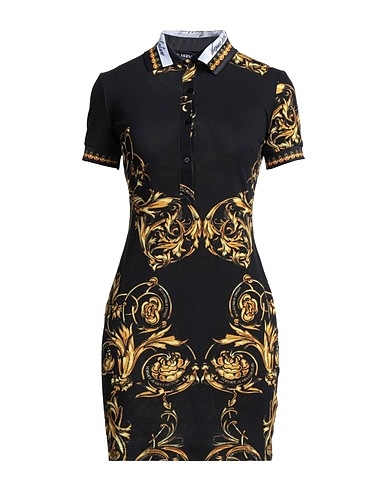 VERSACE JEANS COUTURE Vestito corto Nero 100% Cotone, Poliestere, Elastan
