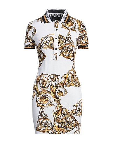 VERSACE JEANS COUTURE Short dress White 100% Cotton, Polyester, Elastane