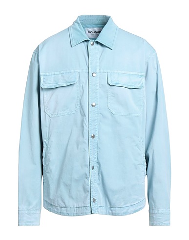 DONDUP Solid colour shirt Sky blue 96% Cotton, 4% Elastane