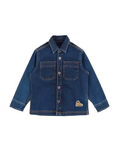 TIMBERLAND Denim shirt Blue 98% Cotton, 2% Elastane