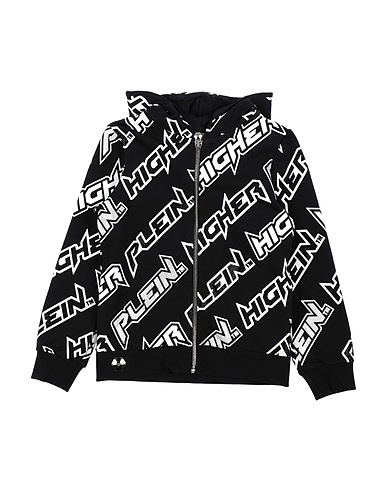 PHILIPP PLEIN Hooded track jacket  Black 95% Cotton, 5% Elastane