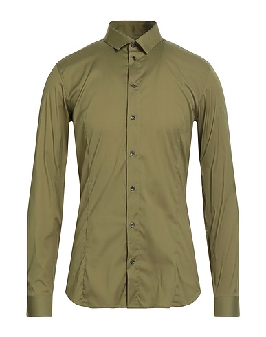 PATRIZIA PEPE Solid color shirt Military green 67% Cotton, 27% Polyamide, 6% Elastane