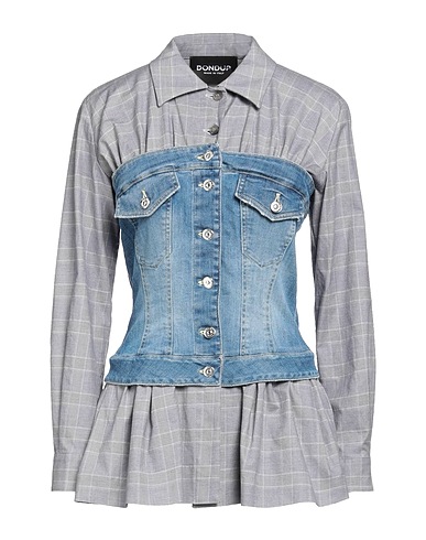 DONDUP Patterned shirts & blouses Blue 96% Cotton, 4% Elastane