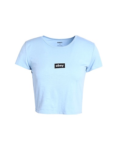 OBEY Crop top Celeste 100% Cotone