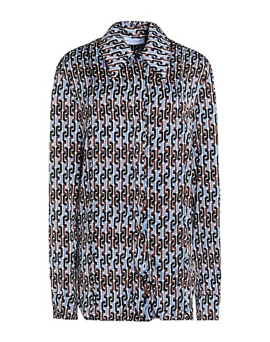 WEILI ZHENG Patterned shirts & blouses Pastel blue 100% Viscose
