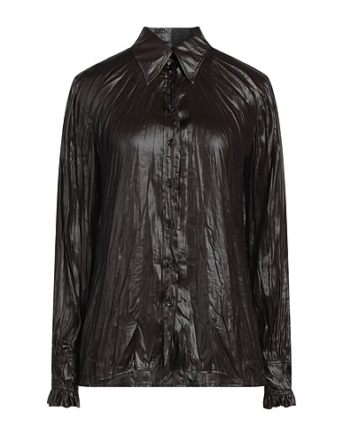 PHILOSOPHY di LORENZO SERAFINI Solid color shirts & blouses Dark brown 100% Polyester