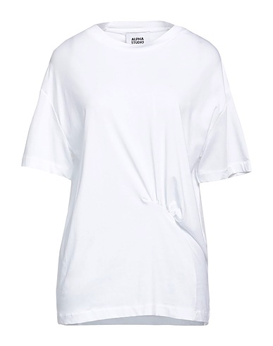 ALPHA STUDIO オーバーサイズTシャツ ホワイト コットン 95% / ポリウレタン 5%
