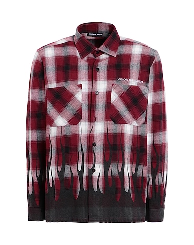 VISION OF SUPER Checked shirt Burgundy 70% Cotton, 25% Polyester, 5% Other Fibres