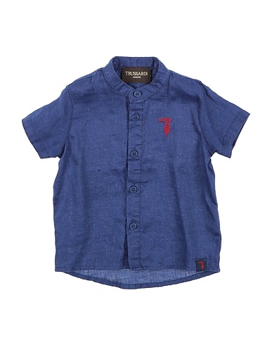 TRUSSARDI JUNIOR Camicia tinta unita Blu 100% Lino