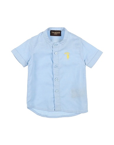 TRUSSARDI JUNIOR Solid colour shirt Sky blue 100% Linen