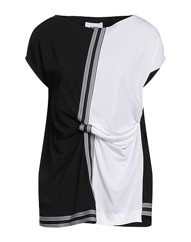 ALPHA STUDIO T-shirt Black 95% Cotton, 5% Elastane, Polyester