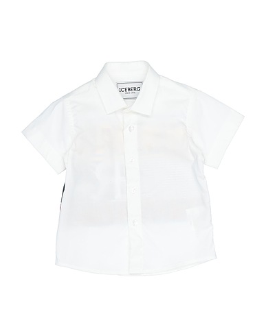 ICEBERG Solid color shirt White 97% Cotton, 3% Elastane