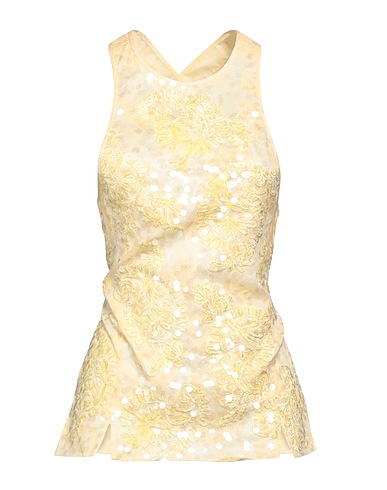 JIL SANDER Evening top Pastel yellow 100% Cotton, Polyester, Viscose