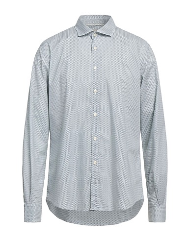 PORTOFIORI Patterned shirt Slate blue 97% Cotton, 3% Elastane