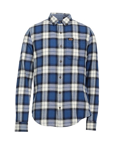 SUPERDRY Checked shirt Blue 100% Organic cotton