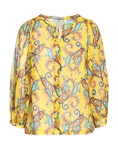 CAMICETTASNOB Patterned shirts & blouses Yellow 100% Cotton