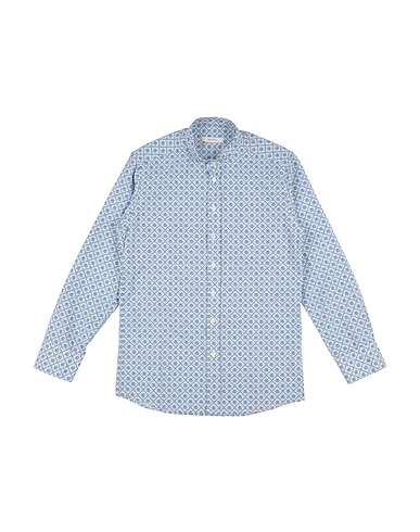 BARONIO Patterned shirt Azure 100% Cotton