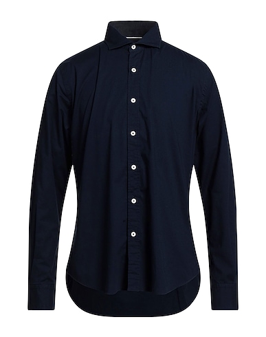 PORTOFIORI Solid colour shirt Midnight blue 97% Cotton, 3% Elastane