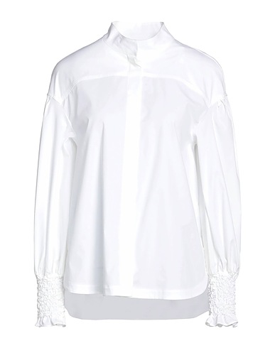 DONDUP Solid colour shirts & blouses White 96% Cotton, 4% Elastane