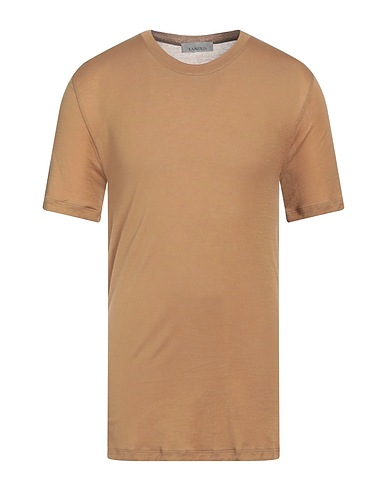 LANEUS T-shirt Camel 100% Cotton