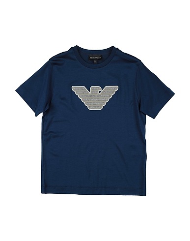 EMPORIO ARMANI T-shirt Navy blue 70% Lyocell, 30% Cotton
