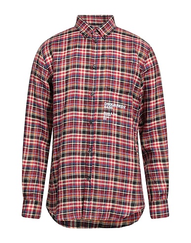 DSQUARED2 Checked shirt Brick red 100% Linen
