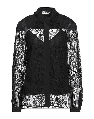 GIVENCHY Lace shirts & blouses Black 70% Cotton, 30% Polyamide, Silk