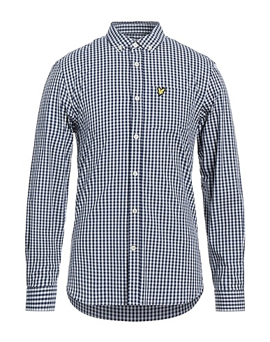 LYLE & SCOTT Checked shirt VINTAGE Midnight blue 97% Cotton, 3% Elastane