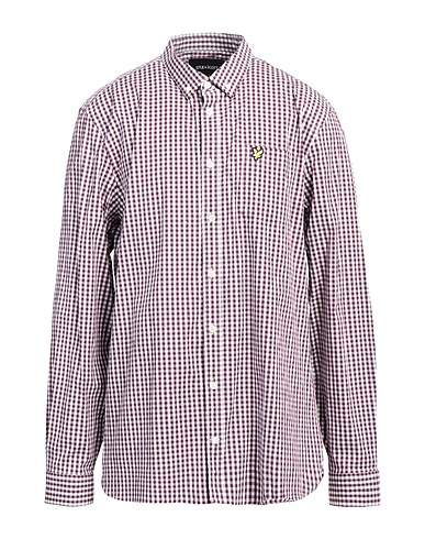 LYLE & SCOTT Checked shirt VINTAGE Plum 97% Cotton, 3% Elastane