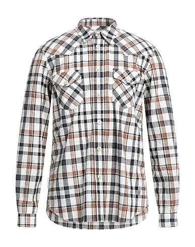 BL.11  BLOCK ELEVEN Checked shirt Ivory 50% Cotton, 50% Polyester