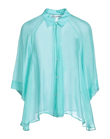 ATTIC AND BARN Solid colour shirts & blouses Turquoise 75% Viscose, 25% Silk
