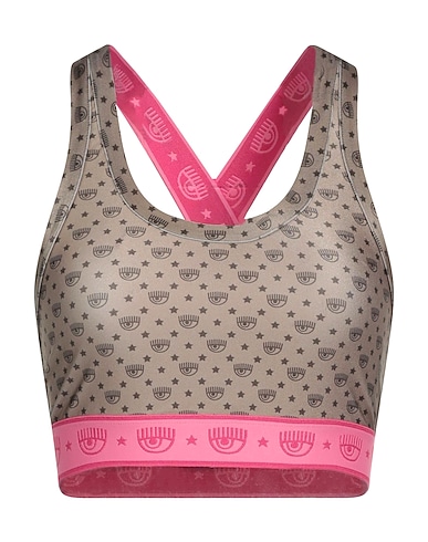 CHIARA FERRAGNI Crop top Khaki 80% Polyamide, 20% Elastane