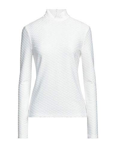 KARL LAGERFELD T-shirt L-SLV TEXTURE MOCKNECK TOP
 White 88% Polyester, 12% Elastane