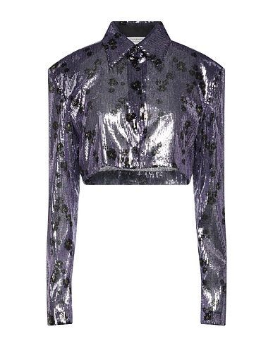 PHILOSOPHY di LORENZO SERAFINI Patterned shirts & blouses Purple 100% Polyester, Silk