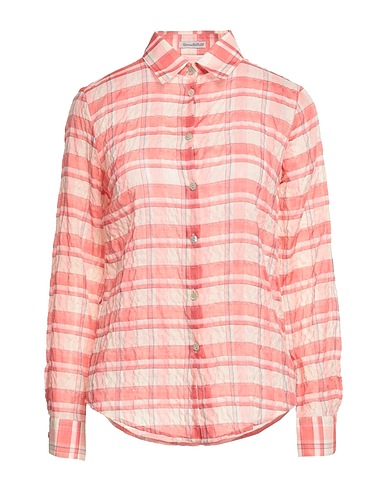 CAMICETTASNOB Checked shirt Coral 99% Cotton, 1% Elastane