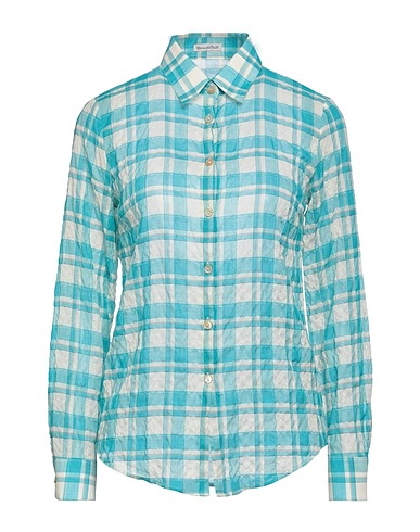 CAMICETTASNOB Chemise à carreaux Turquoise 99% Coton, 1% Élasthanne