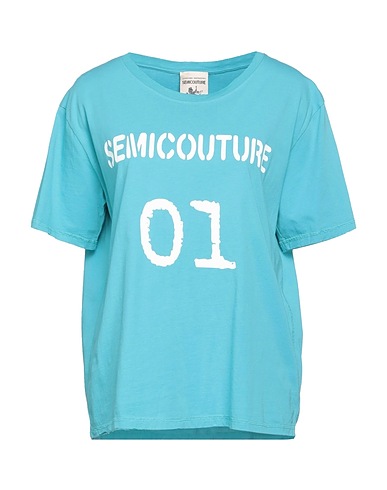 SEMICOUTURE Ｔシャツ ターコイズブルー コットン 100%