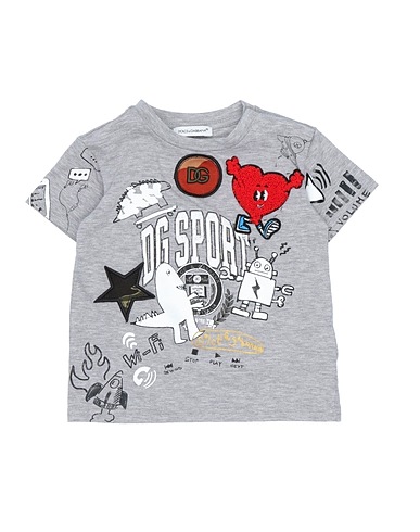 DOLCE&GABBANA T-shirt Grey 100% Cotton, Polyester, Wool, Acrylic