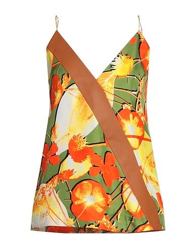 TRUSSARDI Camisole Verde militare 100% Seta, Pelle di agnello