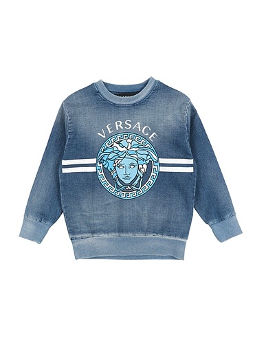 VERSACE YOUNG Felpa Blu 90% Cotone, 8% Poliestere, 2% Elastan
