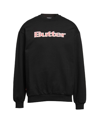 BUTTER GOODS Sweatshirt PLAID APPLIQUE LOGO CREWNECK SWEATSHIRT
 Schwarz 70% Baumwolle, 30% Polyester