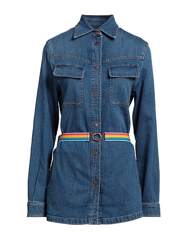 LOVE MOSCHINO Hemden und Blusen einfarbig Blau 67% Baumwolle, 16% Leinen, 16% Lyocell, 1% Elastan
