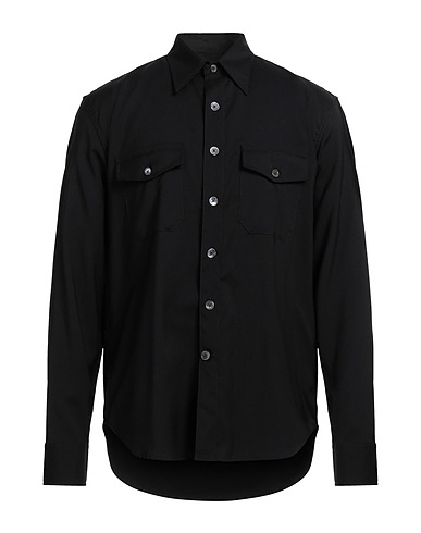 GRIFONI Camicia tinta unita Nero 100% Lana Vergine