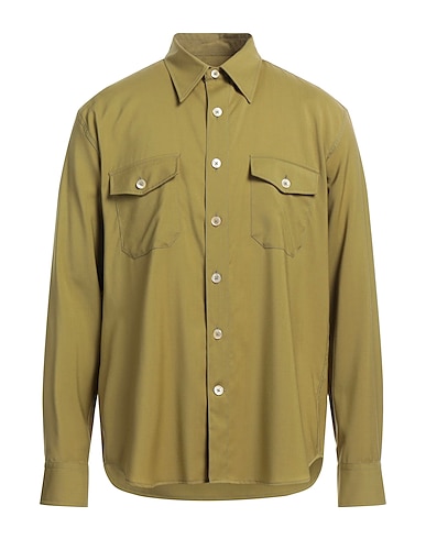 GRIFONI Solid color shirt Military green 100% Virgin Wool