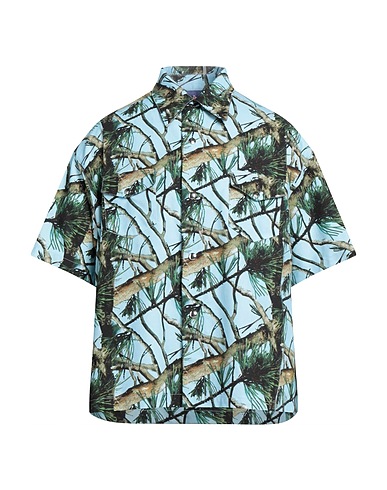 JUST DON Patterned shirt Sky blue 100% Cotton