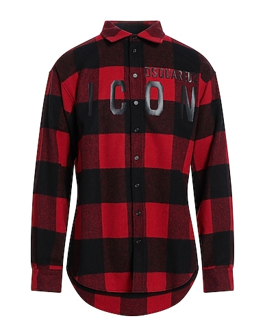 DSQUARED2 Checked shirt Red 65% Wool, 30% Polyester, 5% Other Fibres